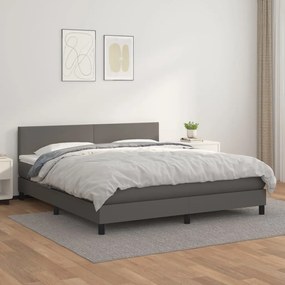Giroletto A Molle Con Materasso Grigio 160x200 Cm İn Similpelle /