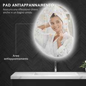 Specchio da Bagno con Luce LED Regolabile 70x5x50 cm in Vetro Temperato...