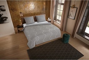 Set lenzuola letto una piazza e mezza in microfibra grigio-marrone 140x220 cm Pure Zigzag - Good Morning