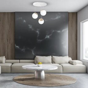 Lampadario a sospensione con filo SFERA WOOD 3xE14/40W/230V bianco