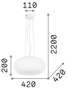 Lampadari E Sospensioni Ulisse Vetro Bianco 3 Luci E27 D42Cm
