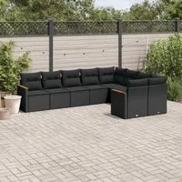 Set Divani da Giardino 9 pz con Cuscini Nero in Polyrattan 3226300