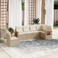 Set Divano da Giardino 6 pz con Cuscini Beige in Polyrattan 3259258