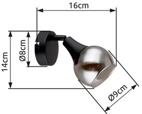 Globo 57904-1 - Faretto da parete GLYPTAR 1xE14/40W/230V nero