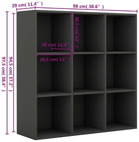 Libreria Grigia 98x29x97,5 cm in Legno Multistrato