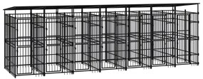 Gabbia Per Cani Da Esterno Con Tetto İn Acciaio 12,9 M² /