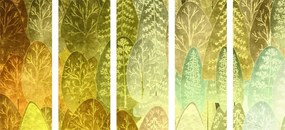 Quadri 5 pezzi – Alberi asimmetrici verdi interessanti