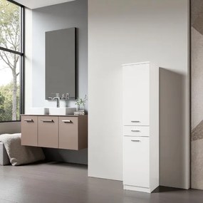 Colonna multiuso CLASSIC 35x34 con ante a DX e cassetto Bianco Lucido