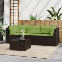 Set Mobili da Giardino 4 pz con Cuscini in Polyrattan Marrone 319831