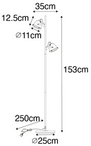 Lampada da terra industriale nera 2 luci - Emado