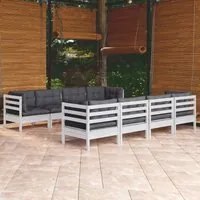 Set Divani da Giardino 9 pz con Cuscini in Massello di Pino 3096167