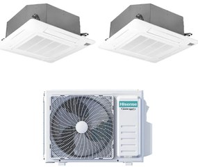 Climatizzatore Condizionatore Hisense Dual Split Inverter a Cassetta 9+9 con 2AMW42U4RGC R-32 Wi-Fi Optional 9000+9000 con Telecomando e Pannello