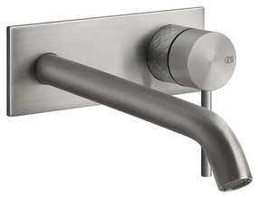 Parte esterna miscelatore lavabo a parete bocca lunga senza scarico parte incasso non inclusa steel brushed intreccio 54190 gessi