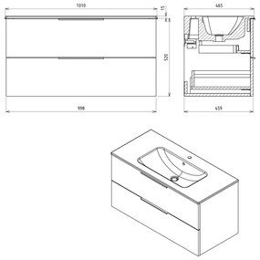 Mobile senza lavabo di colore naturale con effetto rovere da appendere 100x52 cm Cirasa – Sapho