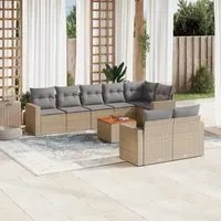 Set Divano da Giardino 9 pz con Cuscini Beige in Polyrattan 3224211