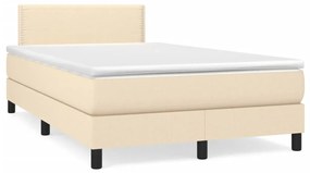 Letto a molle con materasso e led crema 120x190 cm in tessuto