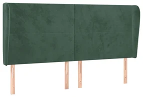 Testiera ad orecchio verde scuro 163x23x118/128cm in velluto