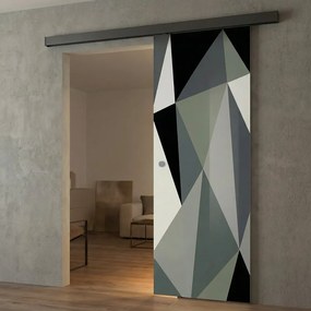 Porta scorrevole destra Carpet 3 in vetro multicolore, L 88 x H 215 cm, con binario Meli