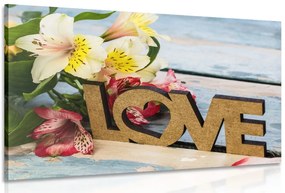 Stampa su tela – Con scritta in legno Love