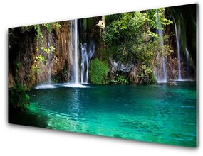 Quadro acrilico Lago di cascata naturale 100x50 cm