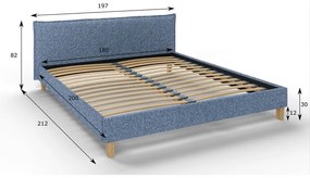 Letto matrimoniale imbottito blu con griglia 180x200 cm Tina - Ropez