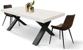 Tavolo allungabile AMALFI in legno effetto bianco frassinato e gambe a X antracite, allungabile 160&#215;90 cm &#8211; 240&#215;90 cm