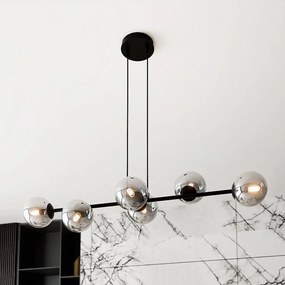 Lampadario a Sospensione in Acciaio e Vetro ROSSI 6 Nero 6xE14 Colore delle Sfere Grafite