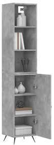 Credenza grigio cemento 34,5x34x180 cm in legno multistrato