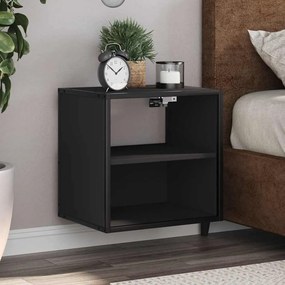 Comodini A Muro 2 Pz Nero 40x31x39,5 Cm /