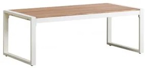 Tavolino Da Giardino Rettangolare In Alluminio E Legno Di Acacia (110x55 Cm) Lipov Bianco - Sklum