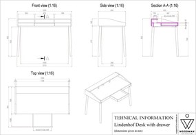Scrivania in stile segreteria 60x120 cm Lindenhof – Woodman