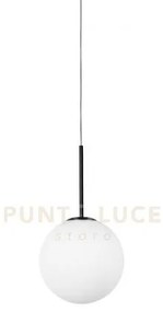 Jugen black sospensione 1 luce vetro bianco montatura nera attacco e27