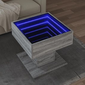 Tavolino salotto con led grigio sonoma 50x50x45 cm multistrato