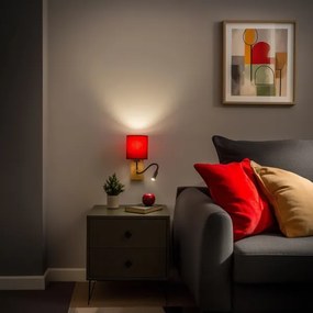 Brilagi-Applique a LED NUBILA WOOD 1xE27/25W/230V+LED/3W quercia/Pompeiana rosso