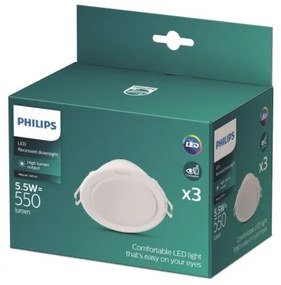 Philips - SET 3x Lampada LED da incasso MESON LED/5,5W/230V 4000K
