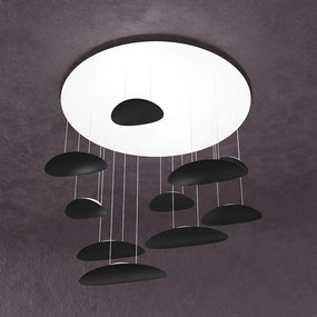 Sospensione Moderna Planet Metallo Nero Bianco 10 Luci Gx53
