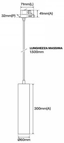 Faro LED a Sospensione per Binario Trifase GU10 - Nero 1,5m Faro a binario  Trifase / GU10