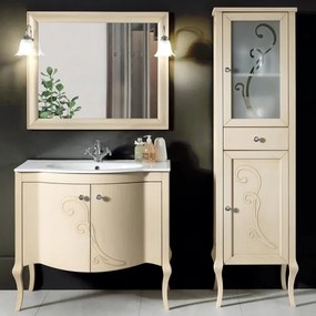 Mobile bagno classico MARTINA 90 cm - Avorio Decapč - 2 ante - Lavabo e specchio