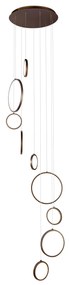 Lampada a sospensione di design bronzo scuro a 9 luci con LED dimmerabile a 3 livelli - Vide Anella