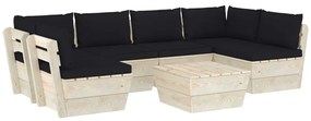 Set divani da giardino su pallet 7 pz con cuscini legno abete