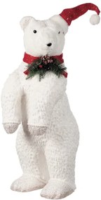 Figura natalizia bianco orso polare in poliestere H 78 cm