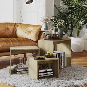 Tavolini Impilabili 3 Pz Rovere Sonoma İn Truciolato /