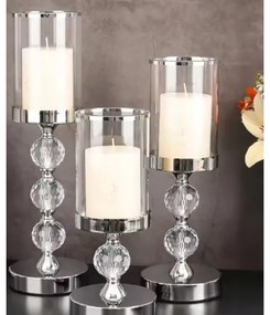 Set di 3 portacandele in cromo lucido