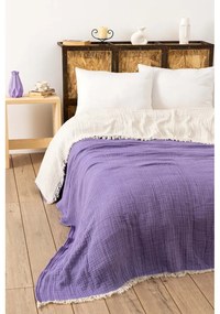 Copriletto in mussola viola per letto matrimoniale 230x250 cm - Mijolnir