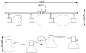GLOBO 54921-4 - Luce Spot LOTHAR 4xE14/40W/230V