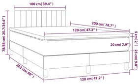 Letto a Molle con Materasso e LED Blu 120x200cm in Tessuto