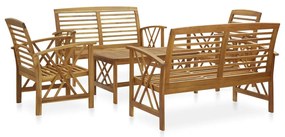 Set divani da giardino 5 pz in legno massello di acacia