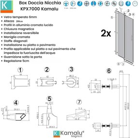 Kamalu - Box doccia nicchia 165 cm apertura saloon | KPX7000