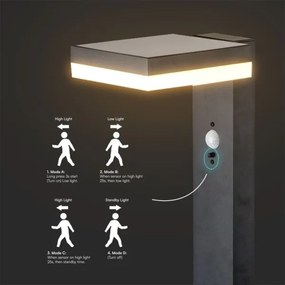 Lampada solare LED con sensore LED/2W/3,7V IP54 3000K quadrato nero