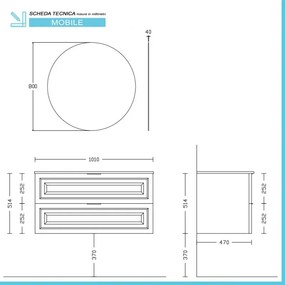 Mobile bagno sospeso 100 cm tortora opaco con lavabo e specchio Matisse